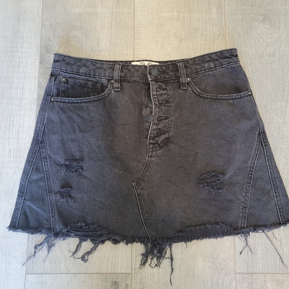We The Free Denim Skirt Raw Hem Black - Size 29